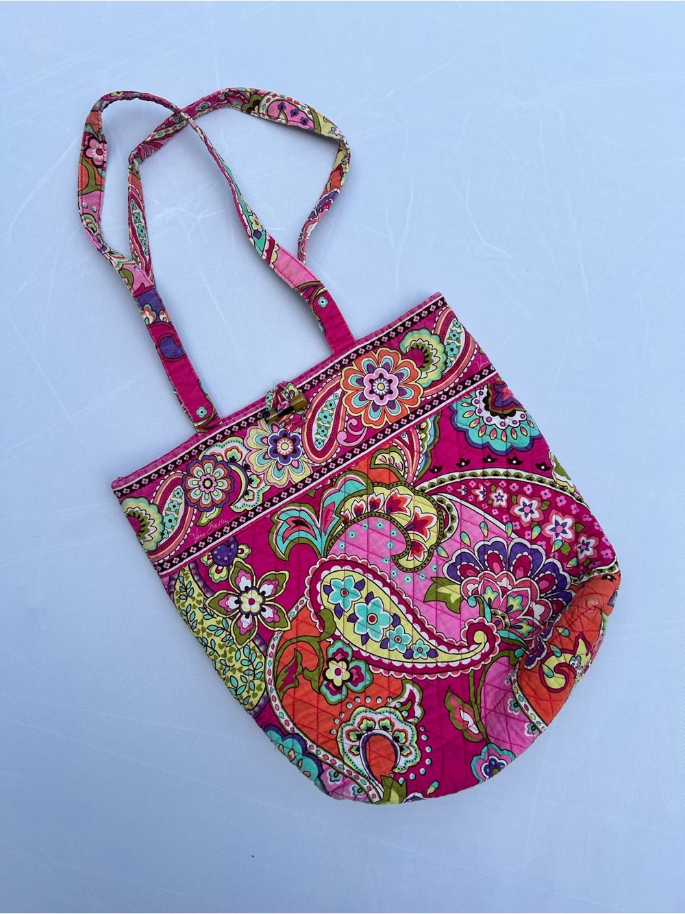 Vera Bradley Pink Paisley Quilted Shoulder Tote